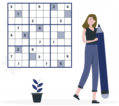 Woman solving a sudoku