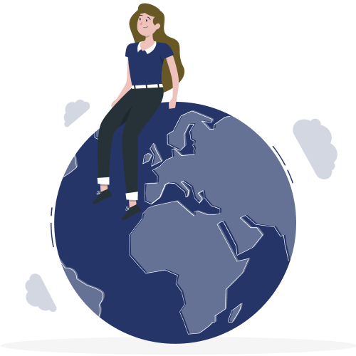 Woman sitting on top of the world